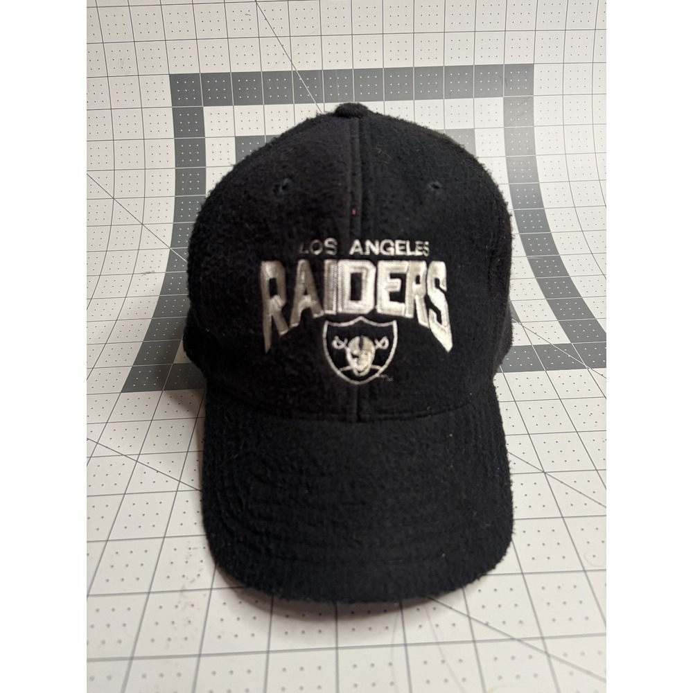 Vintage 1980s Los Angeles Raiders Super Fleece Zipper Back Hat Cap